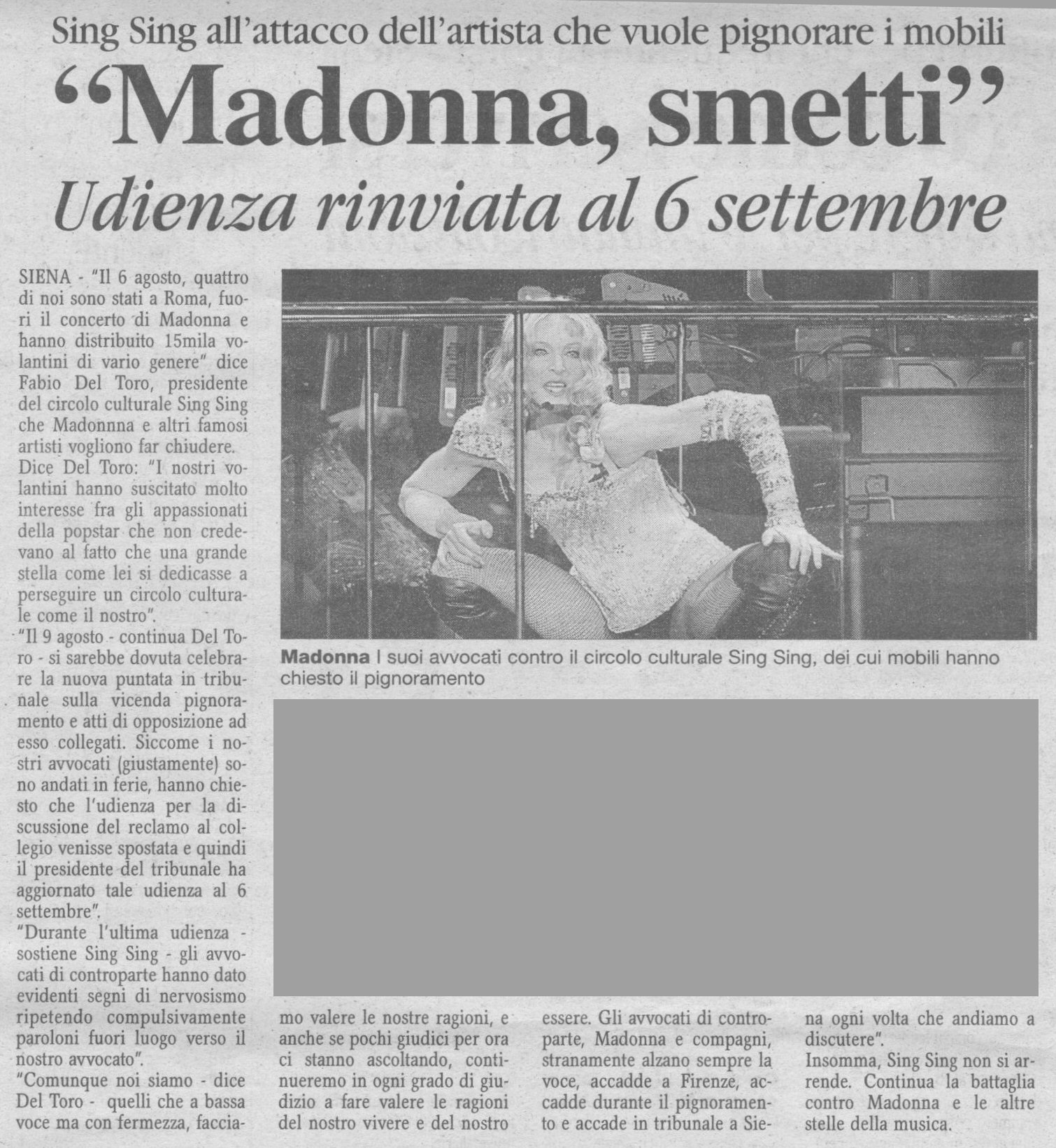 Madonna SMETTI 11 agosto 2006