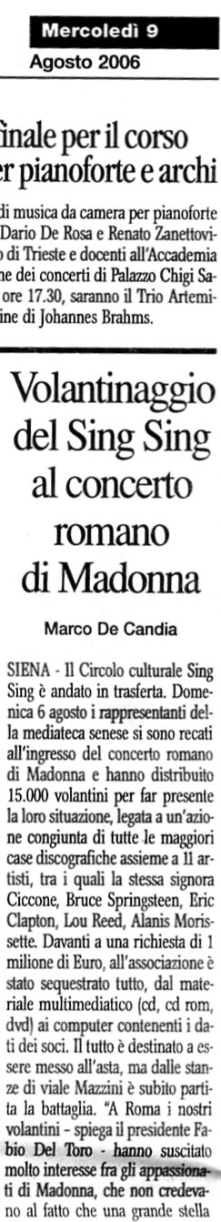 Articolo del Corriere di Siena sul volantinaggio